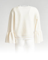 Maglione con maniche svasate applicate in maglia color crema Fendi